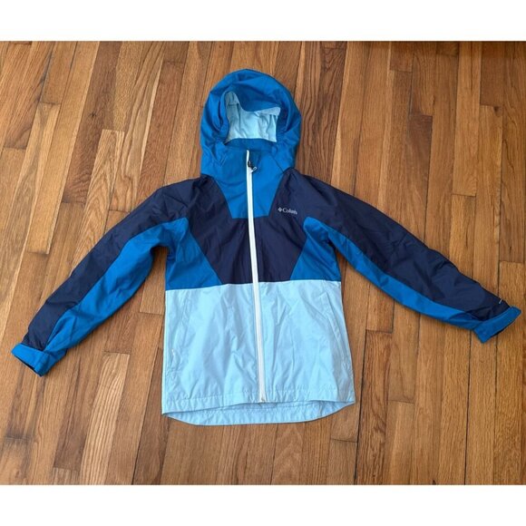 Columbia Youth Boys Interchange Jacket Blue Omni Tech Removable Hood Size M - Picture 1 of 6